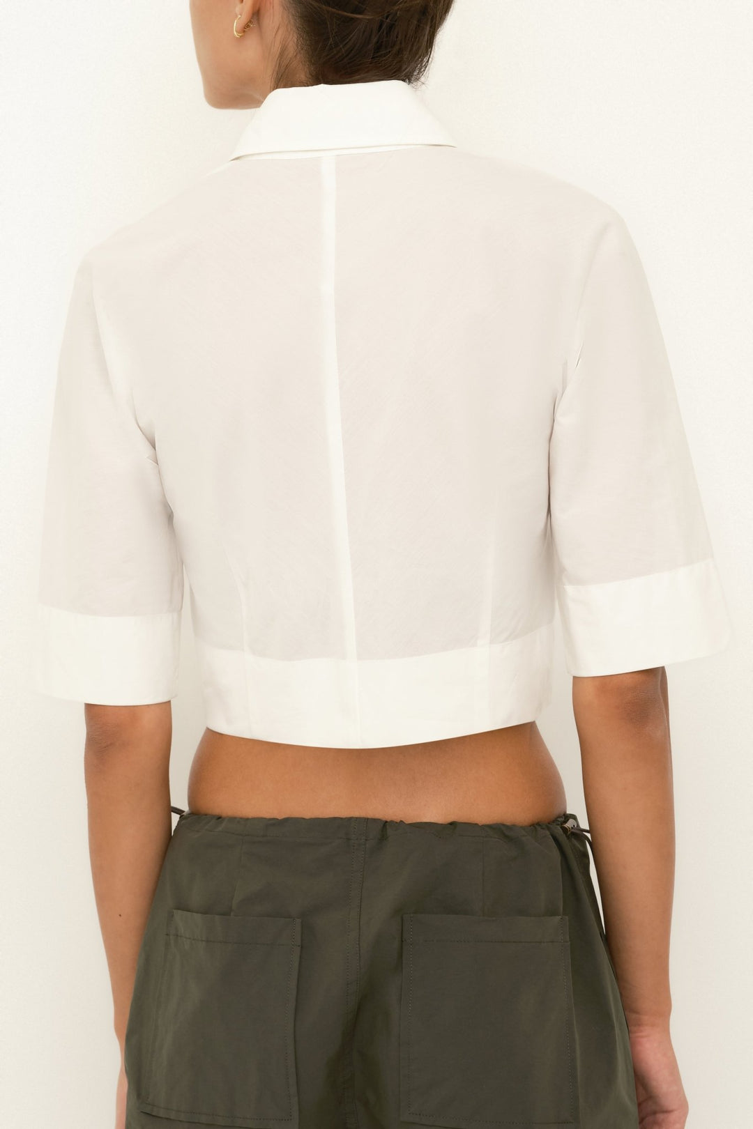 Italian Cotton Crop Blouse | Soft White - SULLIVAN
