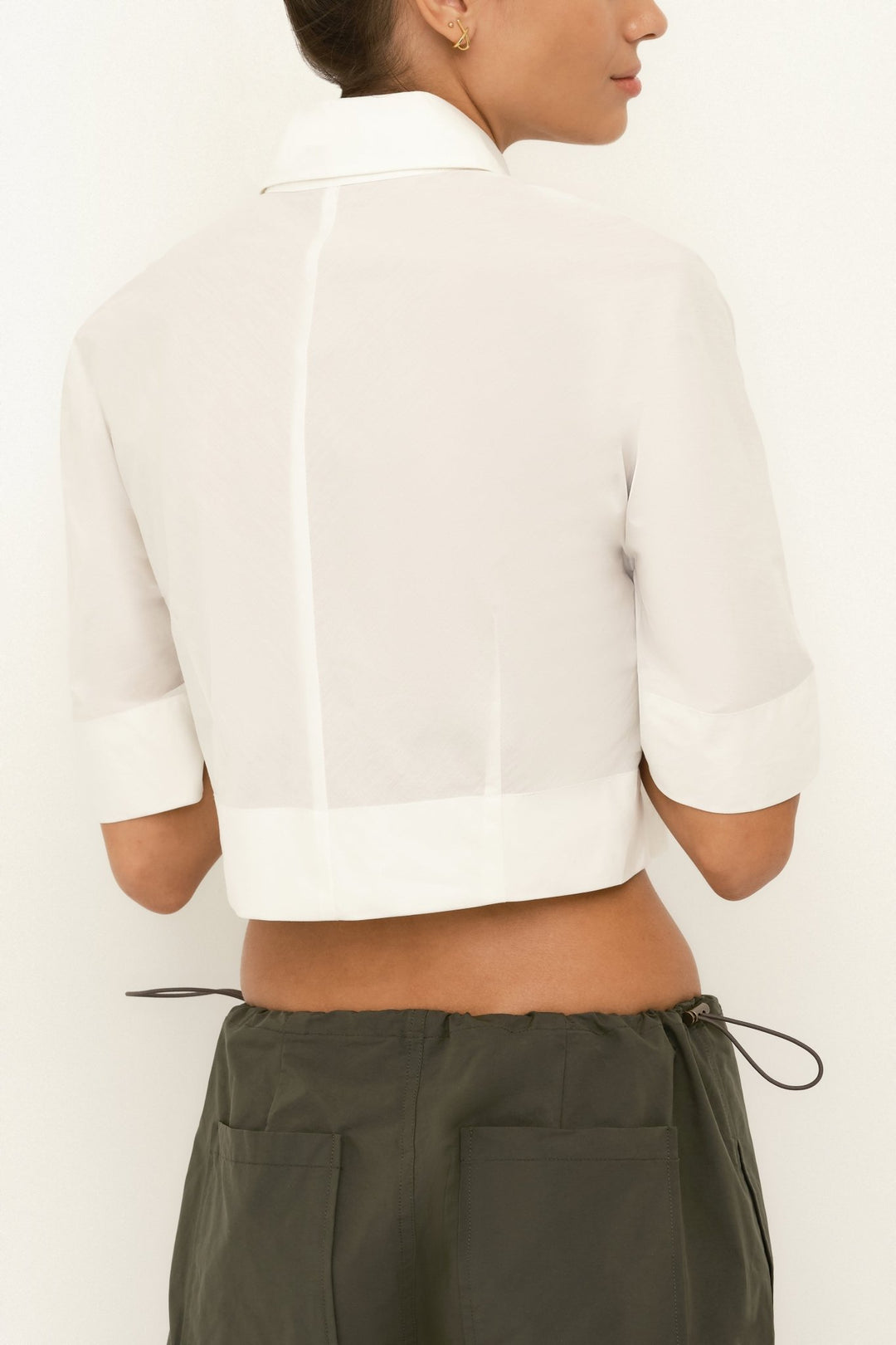 Italian Cotton Crop Blouse | Soft White - SULLIVAN