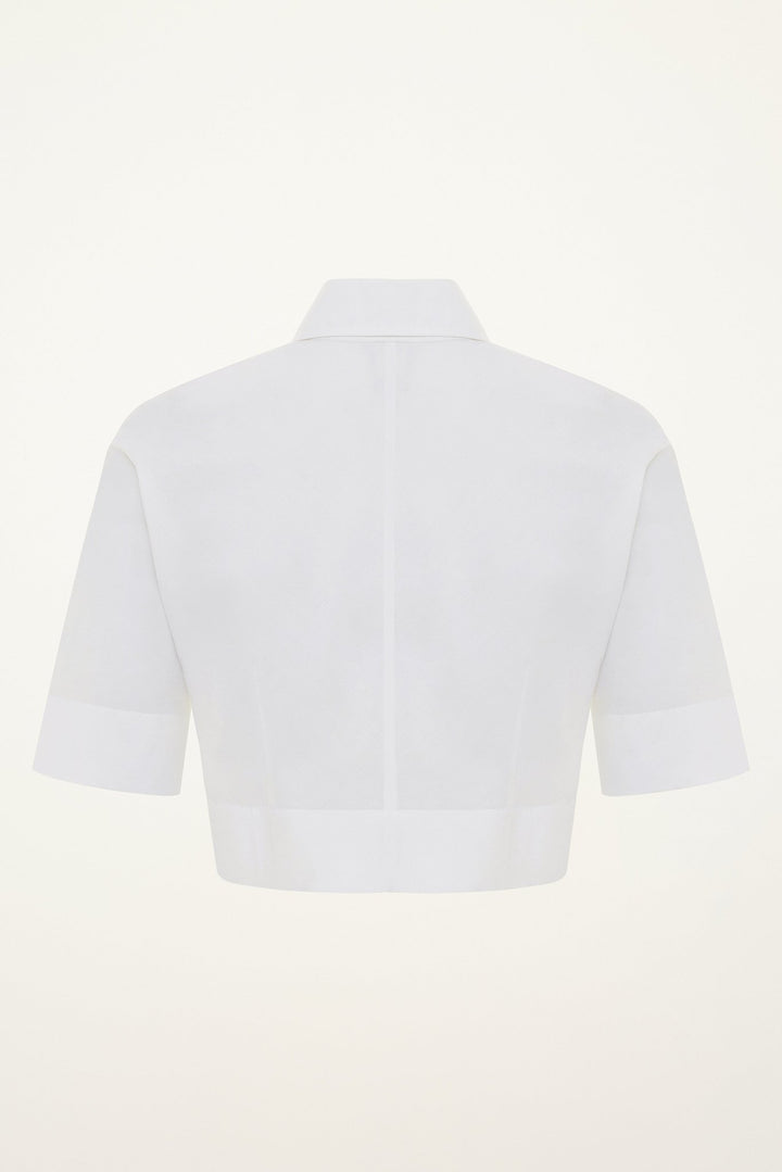 Italian Cotton Crop Blouse | Soft White - SULLIVAN