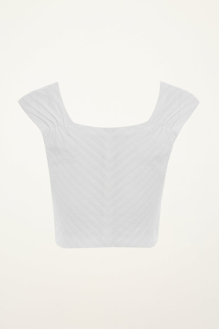 Japanese Cotton Corset Top | Soft White - SULLIVAN
