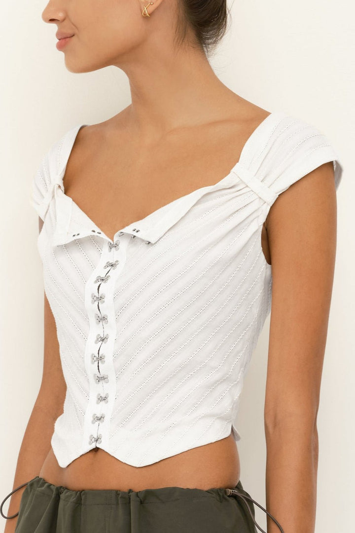 Japanese Cotton Corset Top | Soft White - SULLIVAN