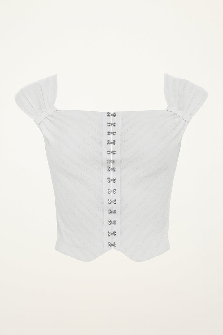 Japanese Cotton Corset Top | Soft White - SULLIVAN