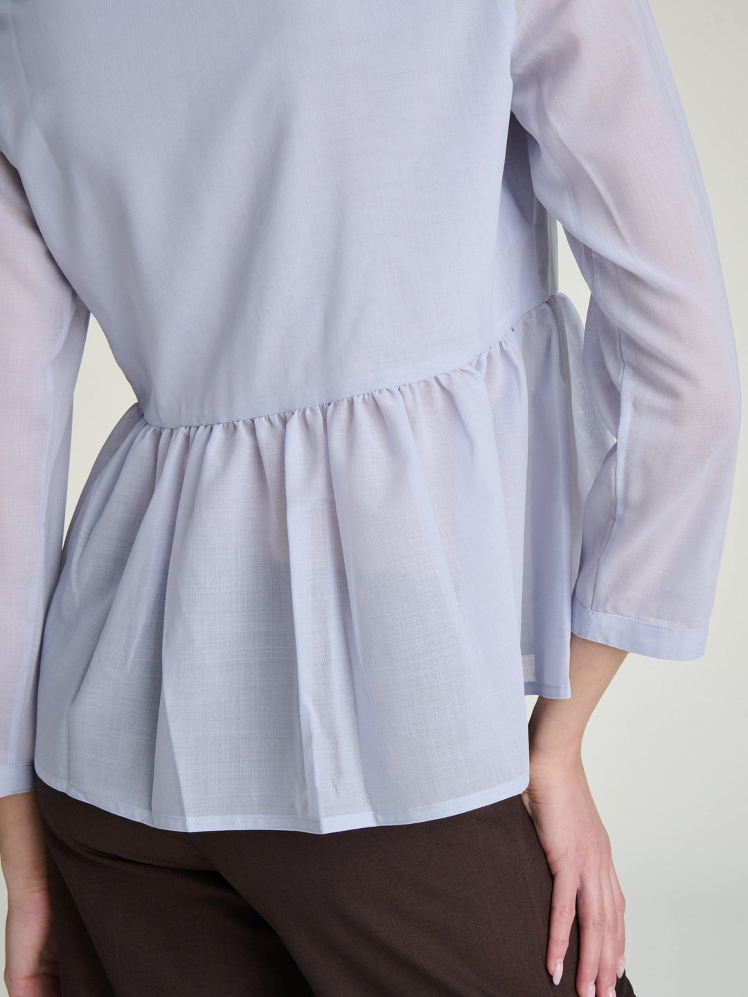 Kaia Peplum Blouse | Light Blue - SULLIVAN