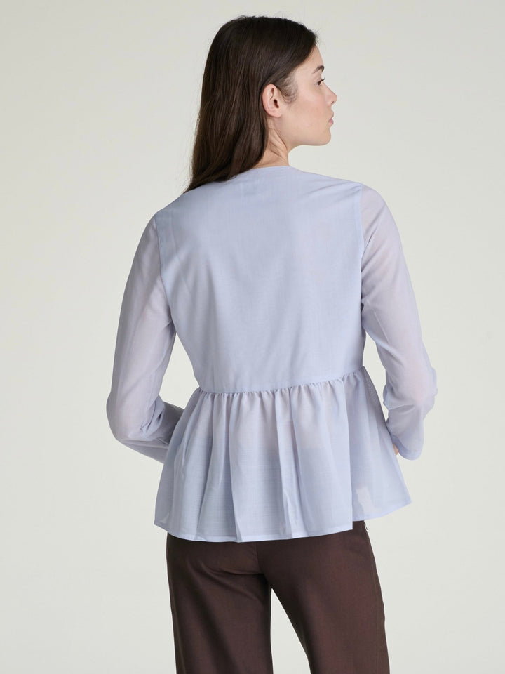 Kaia Peplum Blouse | Light Blue - SULLIVAN