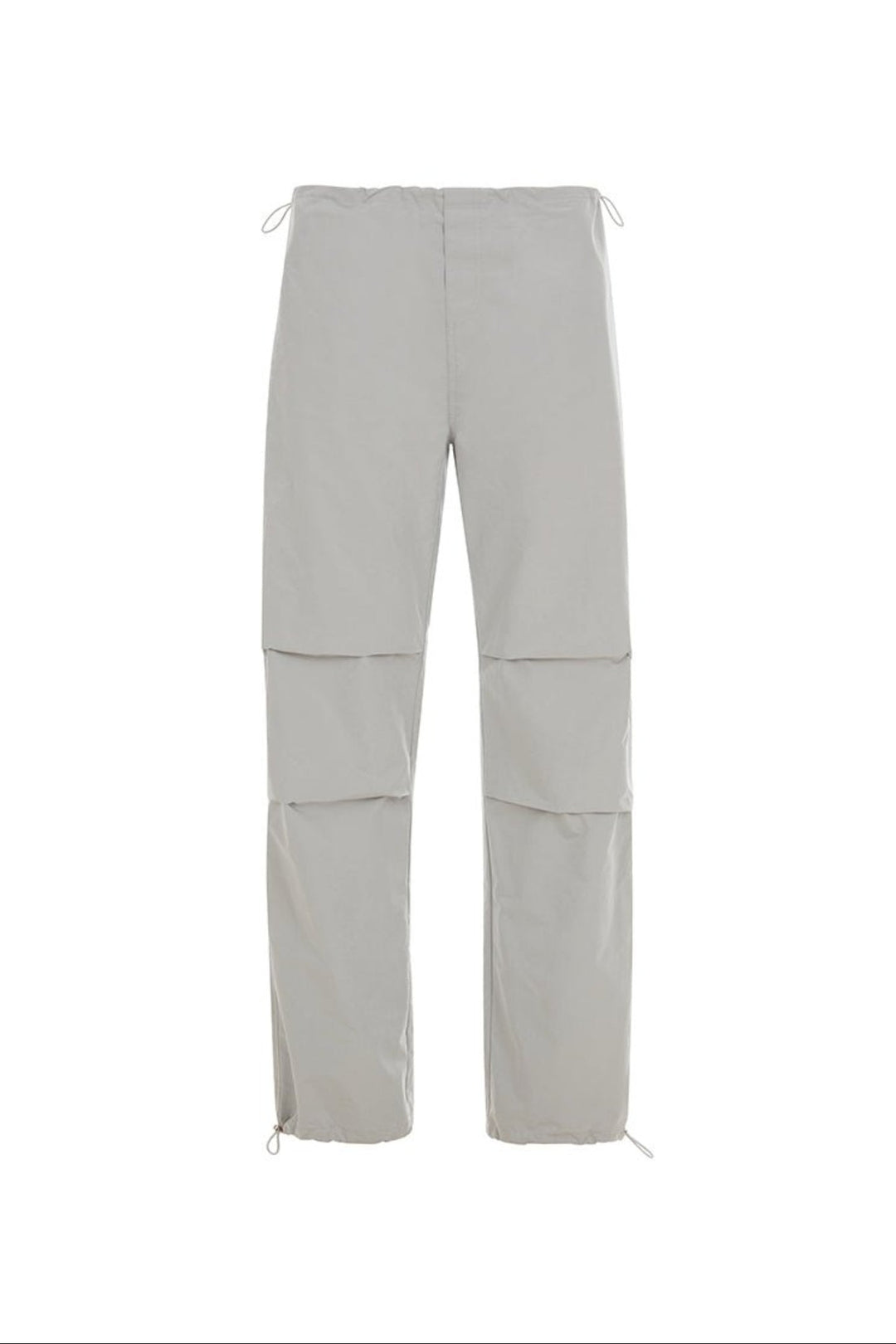 Front view of light grey pants on a white background.