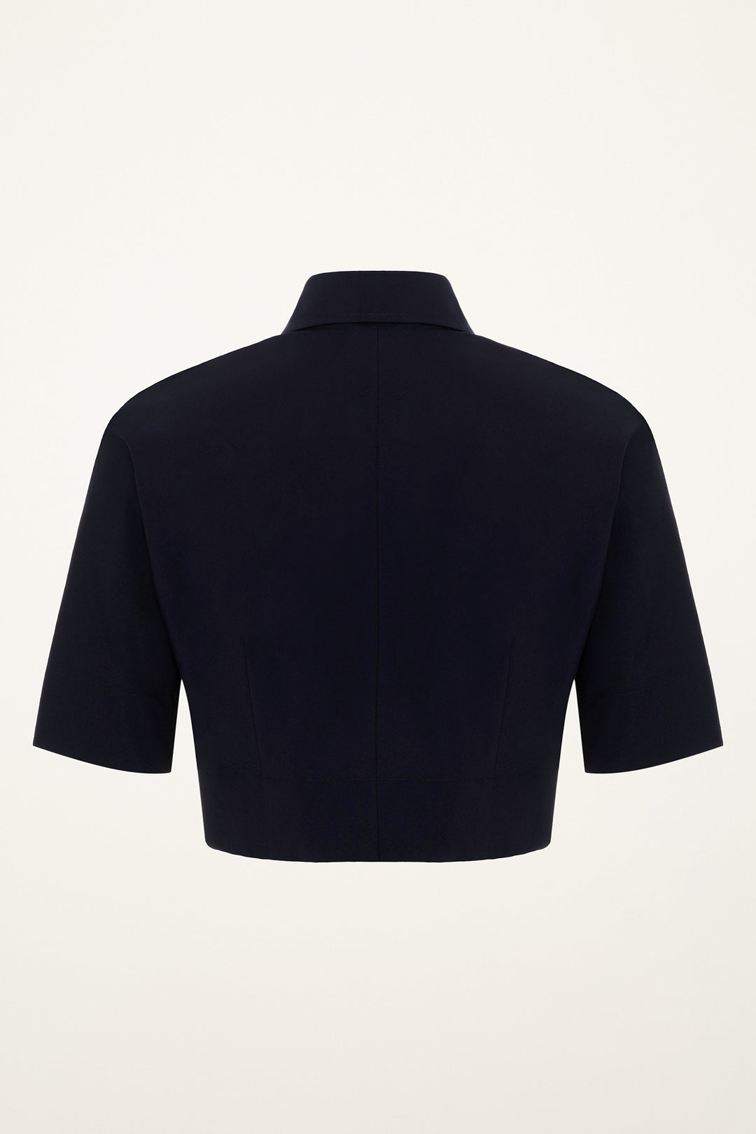 Navy short-sleeve top on a white background