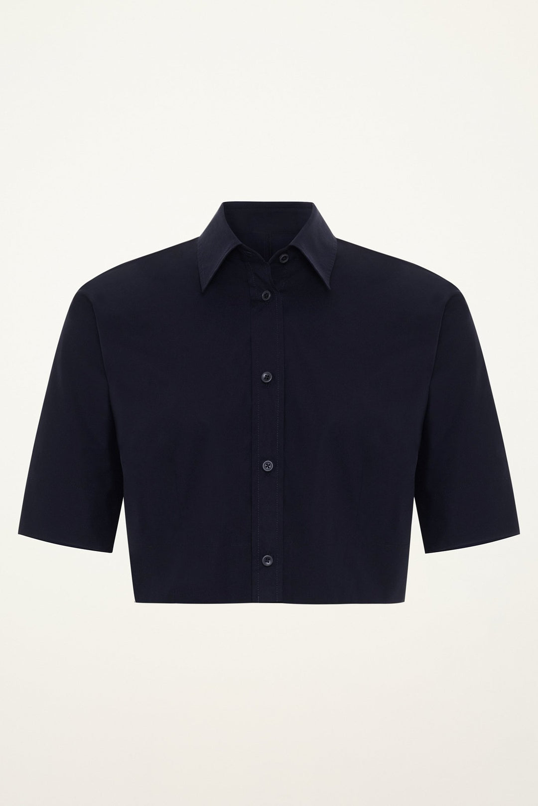 Microstretch Cotton Crop Blouse | Ink - SULLIVAN