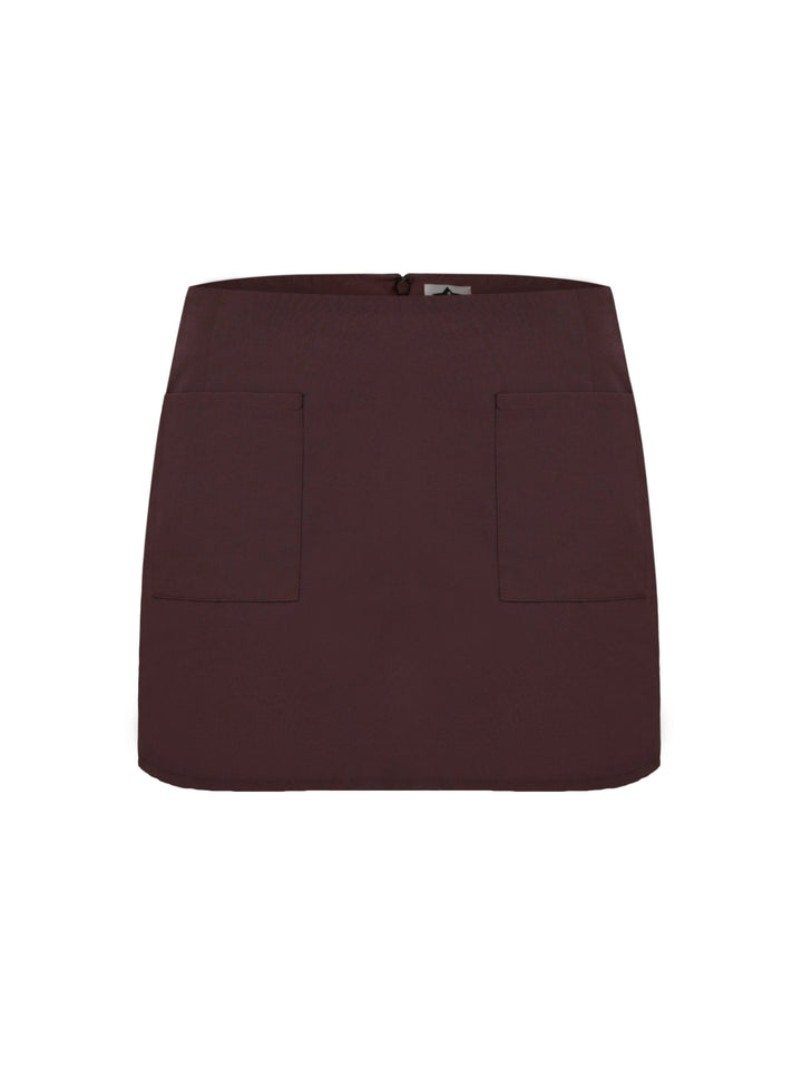 Brown skirt with two front pockets on a white background