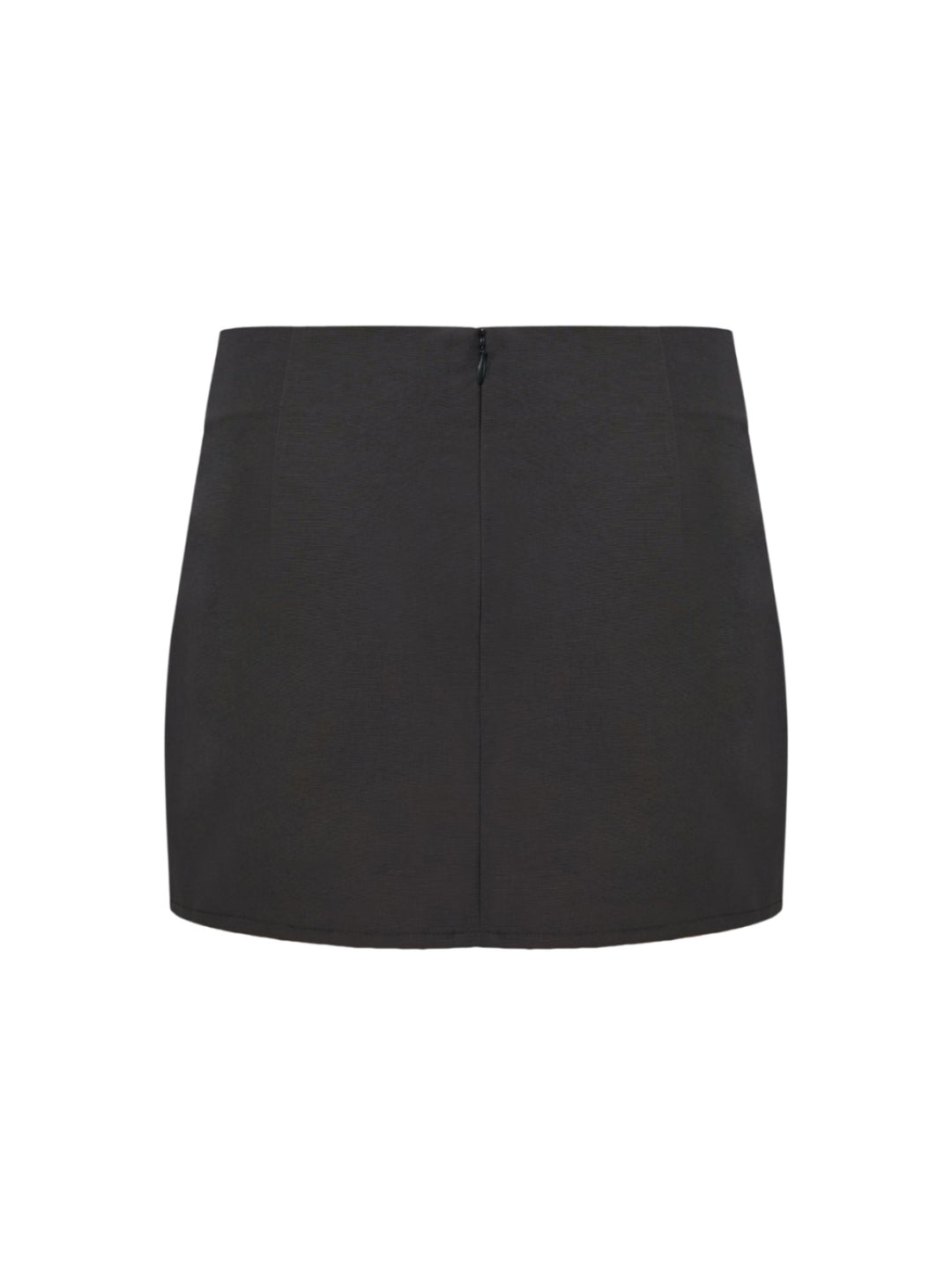 charcoal faille skirt with hidden zip on a grey background