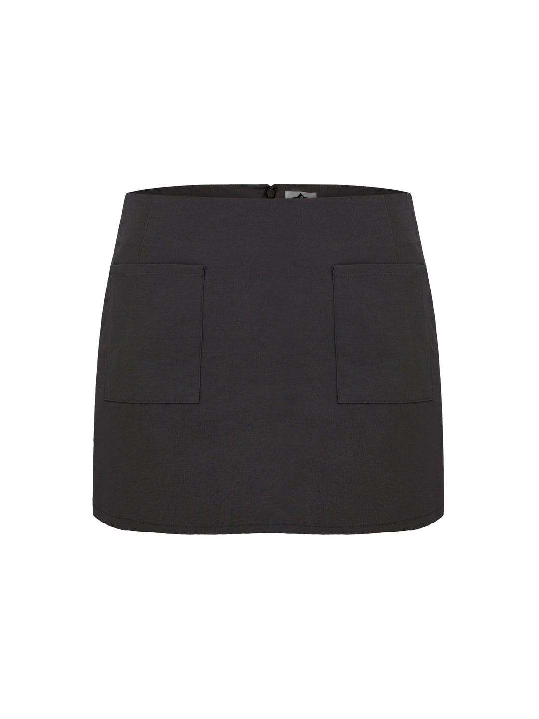 grey skirt with two front pockets on a light grey background