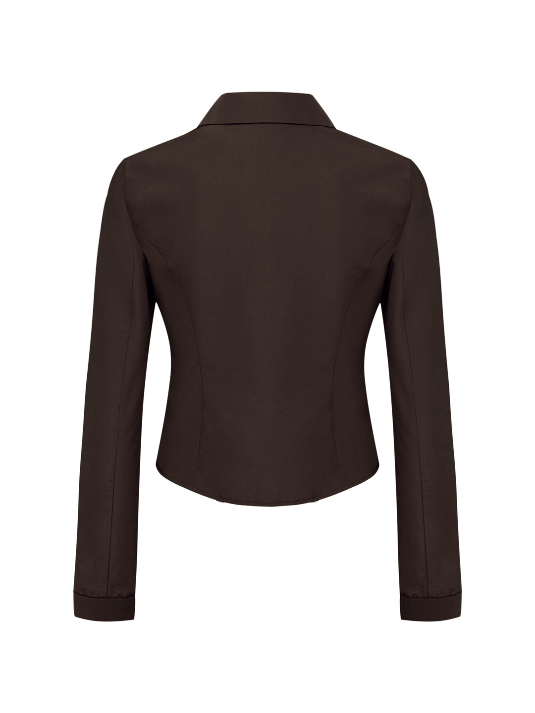Brown faille collared jacket on a grey background