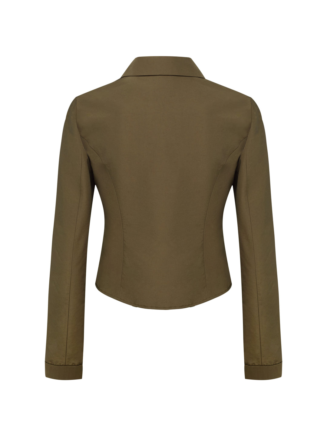 moss green faille jacket on a  white background