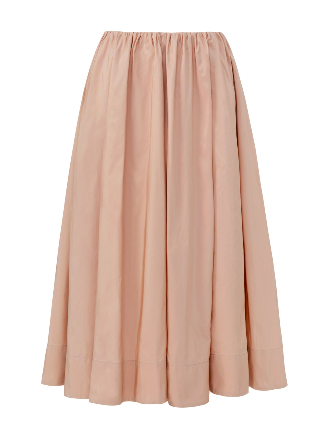 Pink full taffeta skirt on a grey background
