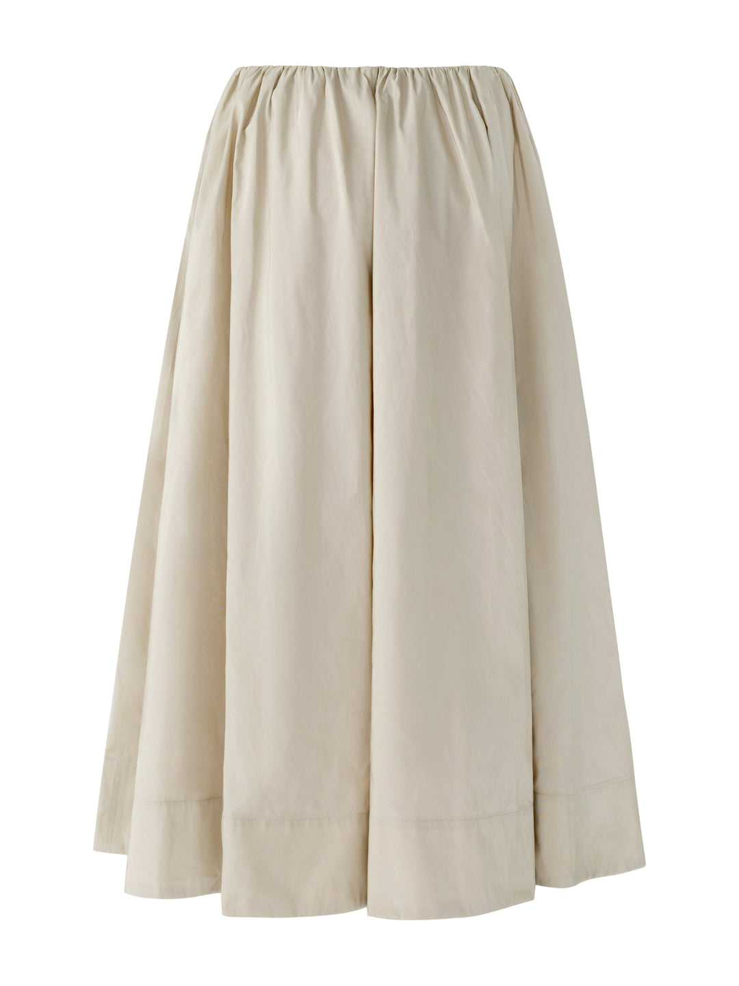 Beige full taffeta skirt on a grey background