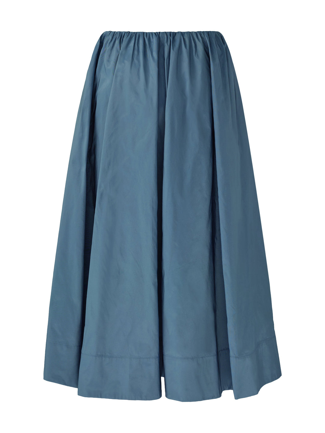 Blue full taffeta skirt on a grey background